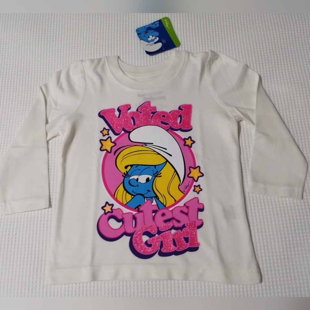 🔥SALE🔥 The Smurfs Smurfette "Voted Cutest Girl" Girl's T-shirt Tee NWT Size 2T